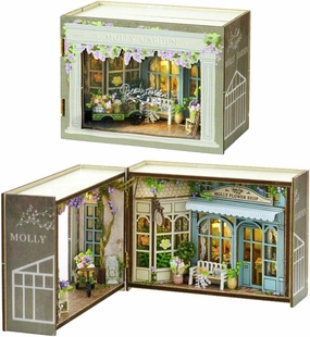 WYD DIY Miniature Fantasy Cube Series Mini Small House Kit Miniature Dollhouse Furniture Kit Puzzle Assembly Doll House with LED Lights Creative Home Decoration (Molly Garden)