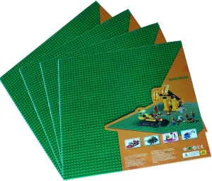 X-Large Building Bricks Baseplate, Construction Base Plates, 50x50 Studs (15 x 15), Great for Activity Table or Displaying Construction Toy (4xGreen)