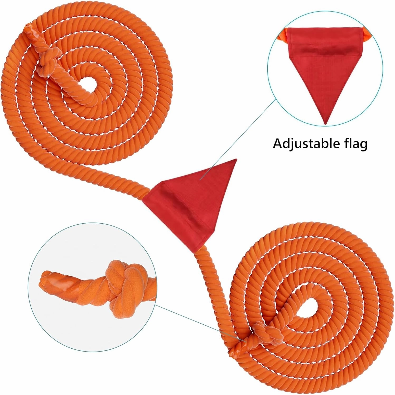 X XBEN Tug of War Rope with Flag for Kids 40FT, Teens and Adults, Soft Cotton Rope Games for Team Building Activities, Family Reunion, Birthday Party Orange