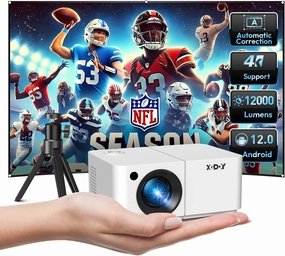 XGODY X2 Smart Projector with Wifi and Bluetooth, Portable Mini Projectors for Outdoor,Native 4K,Aspect Ratio 16:9，Android 12.0