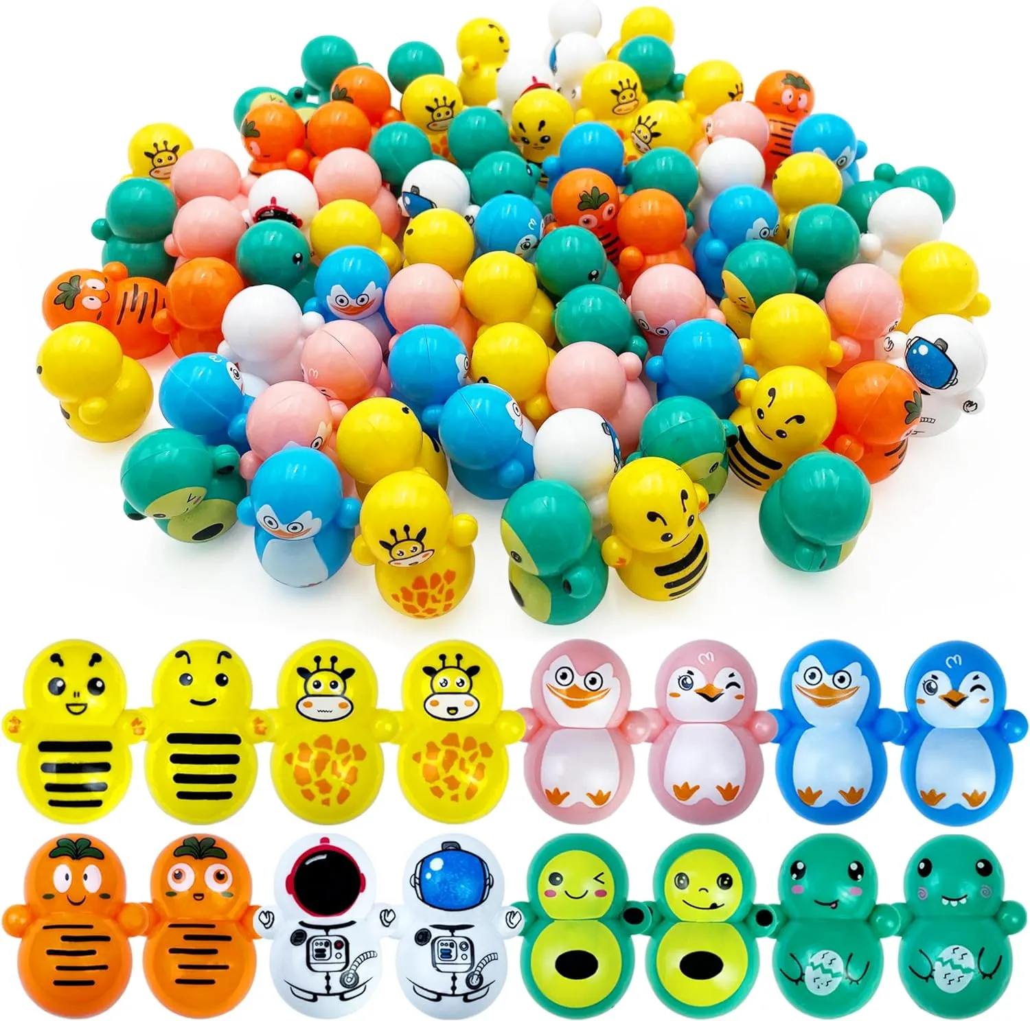 XIPEGPA 150 PCS Mini Tumbler Toys Mini Animal Toy Party Favors for Boys Girls for Classroom Rewards Goodie Bag Filler Treasure Box Gifts Birthday Party Favors