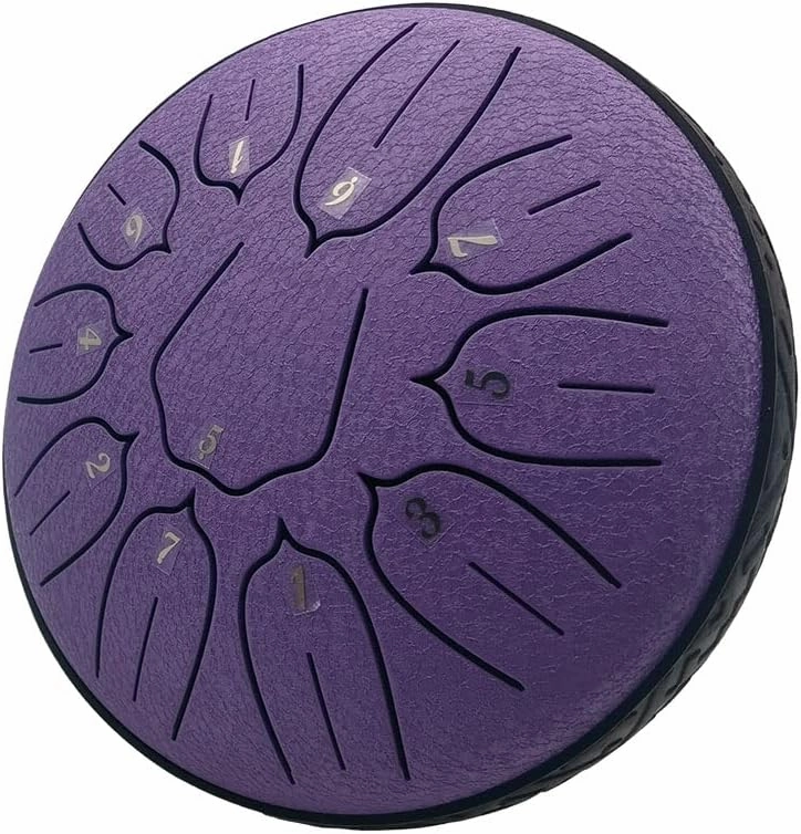 Yahpetes Steel Tongue Drum - 6 Inch, 11 Note, Purple with Mallets and Storage Bag