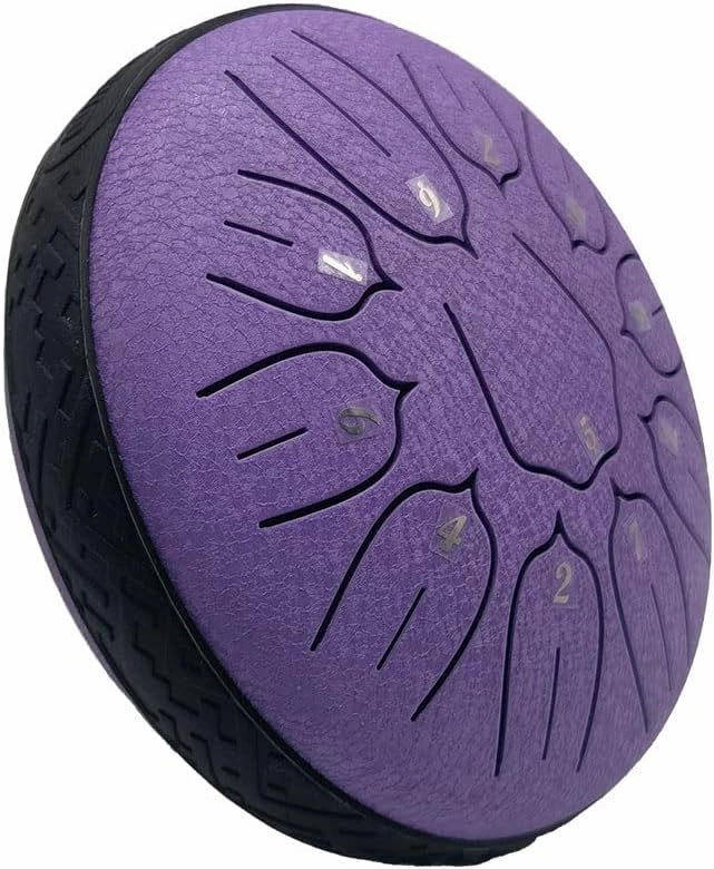 Yahpetes Steel Tongue Drum - 6 Inch, 11 Note, Purple with Mallets and Storage Bag