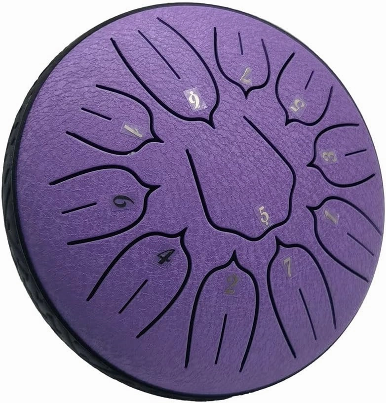 Yahpetes Steel Tongue Drum - 6 Inch, 11 Note, Purple with Mallets and Storage Bag
