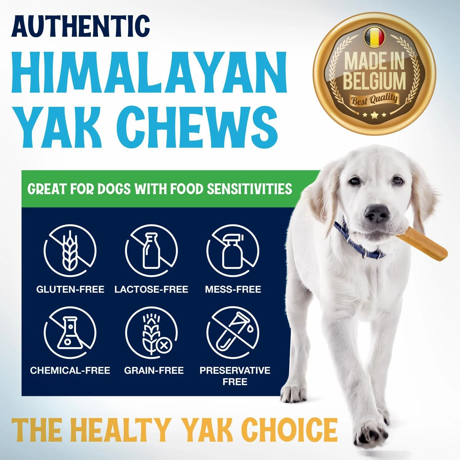 Yak Cheese Himalayan Dog Chews – Long Lasting, Odorless, Natural Dog Bones - High Protein, No GMO Treat – Made with Real Himalayan Salt and Yak Milk for Medium and Small Dogs - 3 Sticks