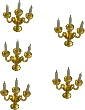 Yardwe 4pcs Miniature Candle Stick Holders for Dollhouse Decor Realistic House Candlestick Models Compact and Lightweight Taper Candle Holders for DIY Miniature Furniture and Accessories