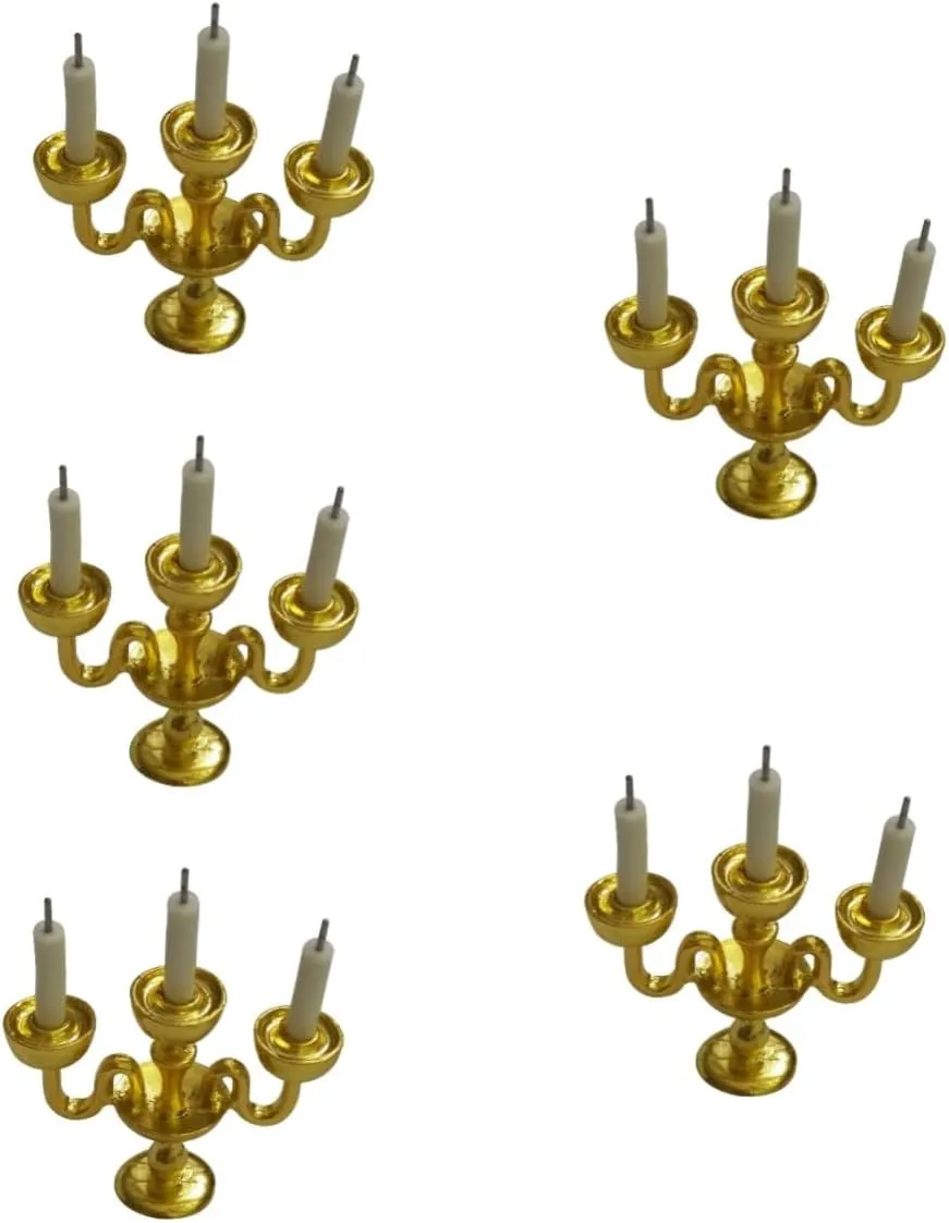 Yardwe 4pcs Miniature Candle Stick Holders for Dollhouse Decor Realistic House Candlestick Models Compact and Lightweight Taper Candle Holders for DIY Miniature Furniture and Accessories