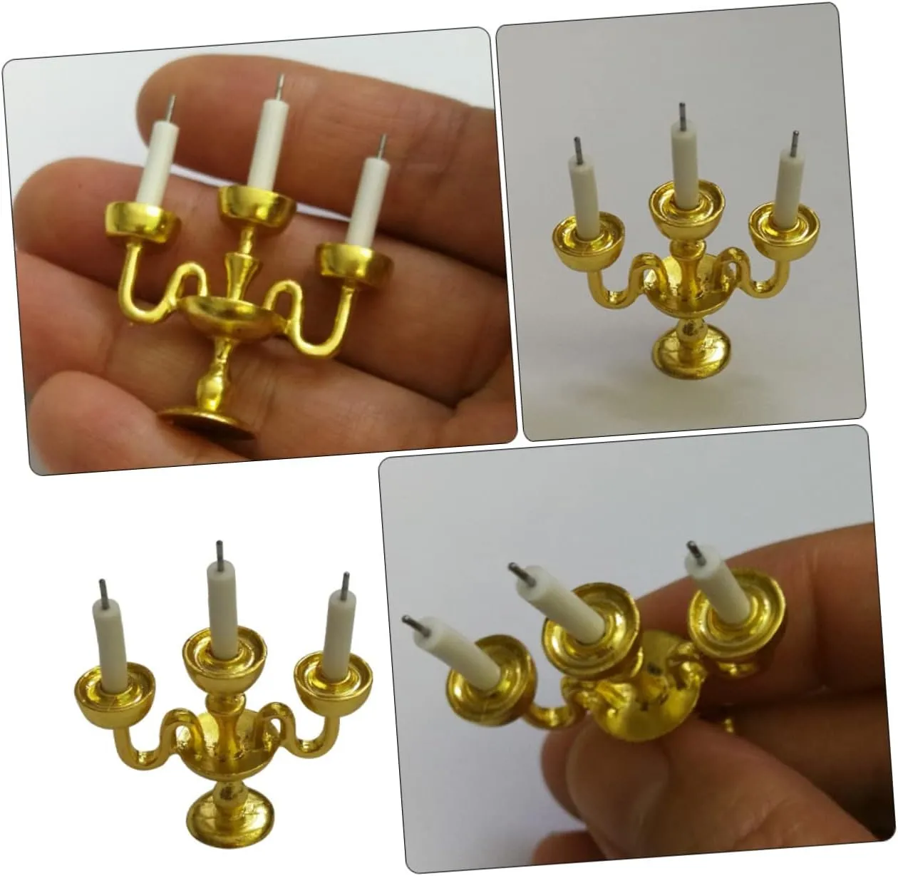 Yardwe 4pcs Miniature Candle Stick Holders for Dollhouse Decor Realistic House Candlestick Models Compact and Lightweight Taper Candle Holders for DIY Miniature Furniture and Accessories