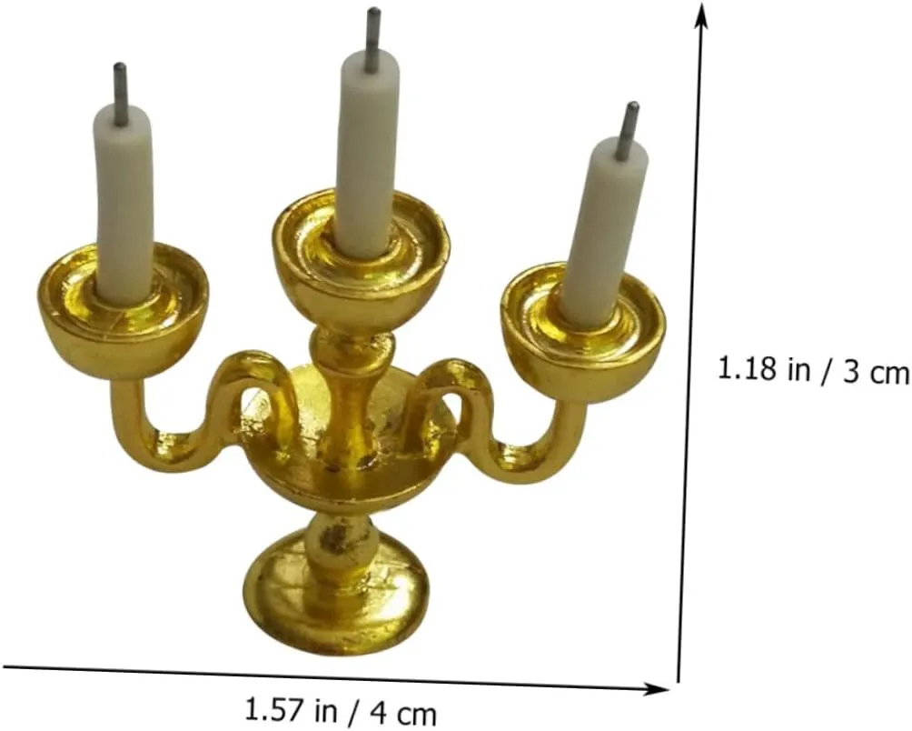 Yardwe 4pcs Miniature Candle Stick Holders for Dollhouse Decor Realistic House Candlestick Models Compact and Lightweight Taper Candle Holders for DIY Miniature Furniture and Accessories