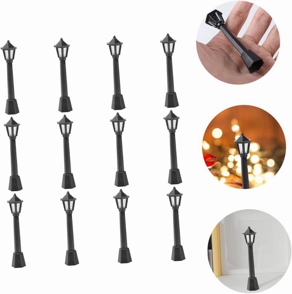 Yardwe 60pcs Miniature Street Light Model Realistic Landscape Lamp for Dollhouse Decor Simulation Light Toy for Boys and Girls Imagination and Play Landscape Accessory
