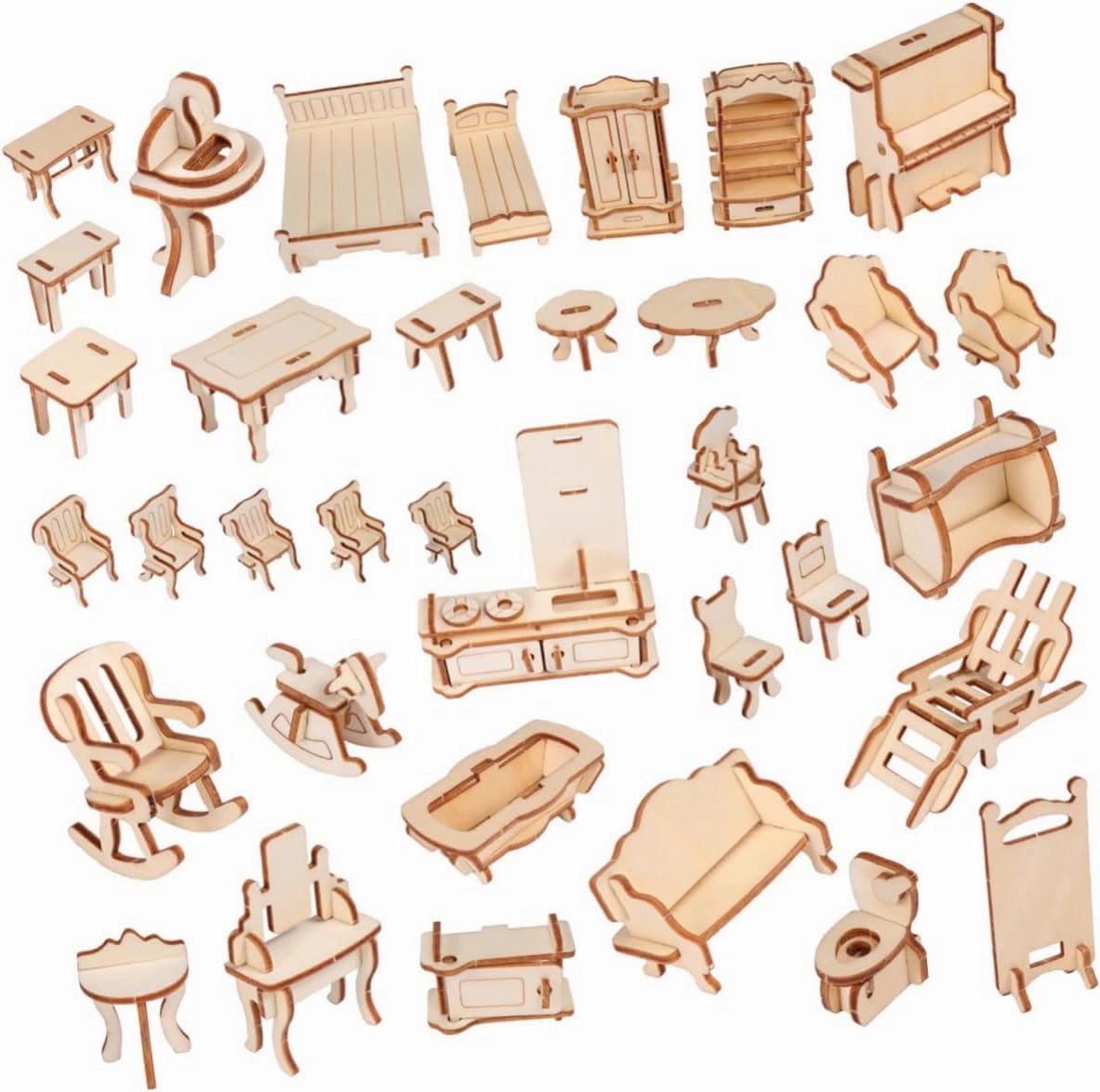 YARNOW 1Set DIY Furniture Model Kit Assembled Mini Furniture Accessories for Educational Fun Puzzle for Adults for Home Decoration and