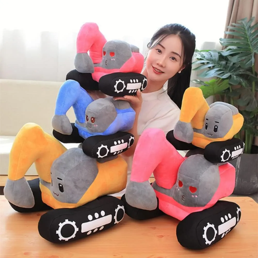 YUDONG Excavator Plush Toy,10" Soft Excavator Stuffed Construction Toy,for Children's Birthday, Christmas, Party Gifts(Yellow) (Yellow, 10”)