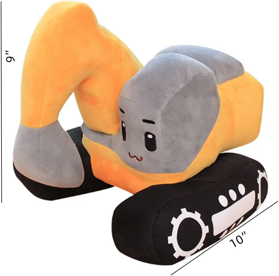YUDONG Excavator Plush Toy,10" Soft Excavator Stuffed Construction Toy,for Children's Birthday, Christmas, Party Gifts(Yellow) (Yellow, 10”)