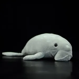 ZHONGXIN MADE Simulation Manatee Plush Toy - Gray Long Lifelike Dugong Stuffed Toys, Super Soft Realistic Sea Simulation Manatee Animal Plush Gift Collection for Kids, 14.5Inches