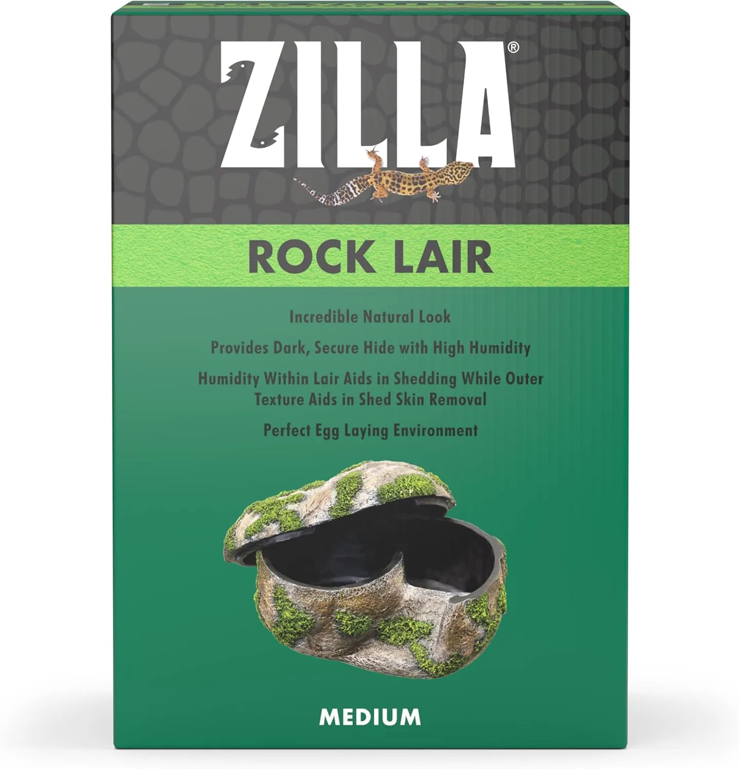 Zilla Pet Terrarium Rock Lair, Reptile Hide for Lizards, Geckos and More, Medium