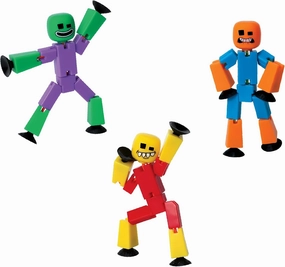 Zing StikBot Crazy Faces 3-Pack – Exclusive Solid Colors | Posable Action Figures with Suction Cups for Stop-Motion Animation & Creative Play | Award-Winning STEAM Toy, Age 4 