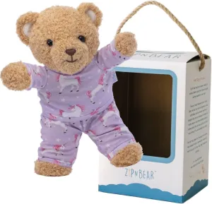 Zip N' Bear Zippy The Bear, Soft Plush Teddy Bear with Matching Unicorn Pajamas, Perfect Sensory Toy