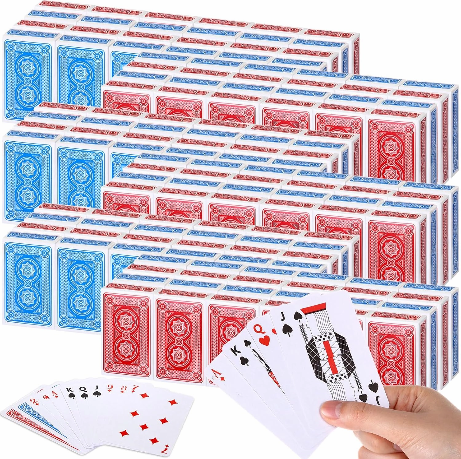 Zubebe 96 Pack Playing Cards Bulk Deck of Cards 2.25 Inch x 3.5 Inch Poker Size Standard Index Red and Blue Travel Playing Item for Activities Party Supplies Games Novelty Gift