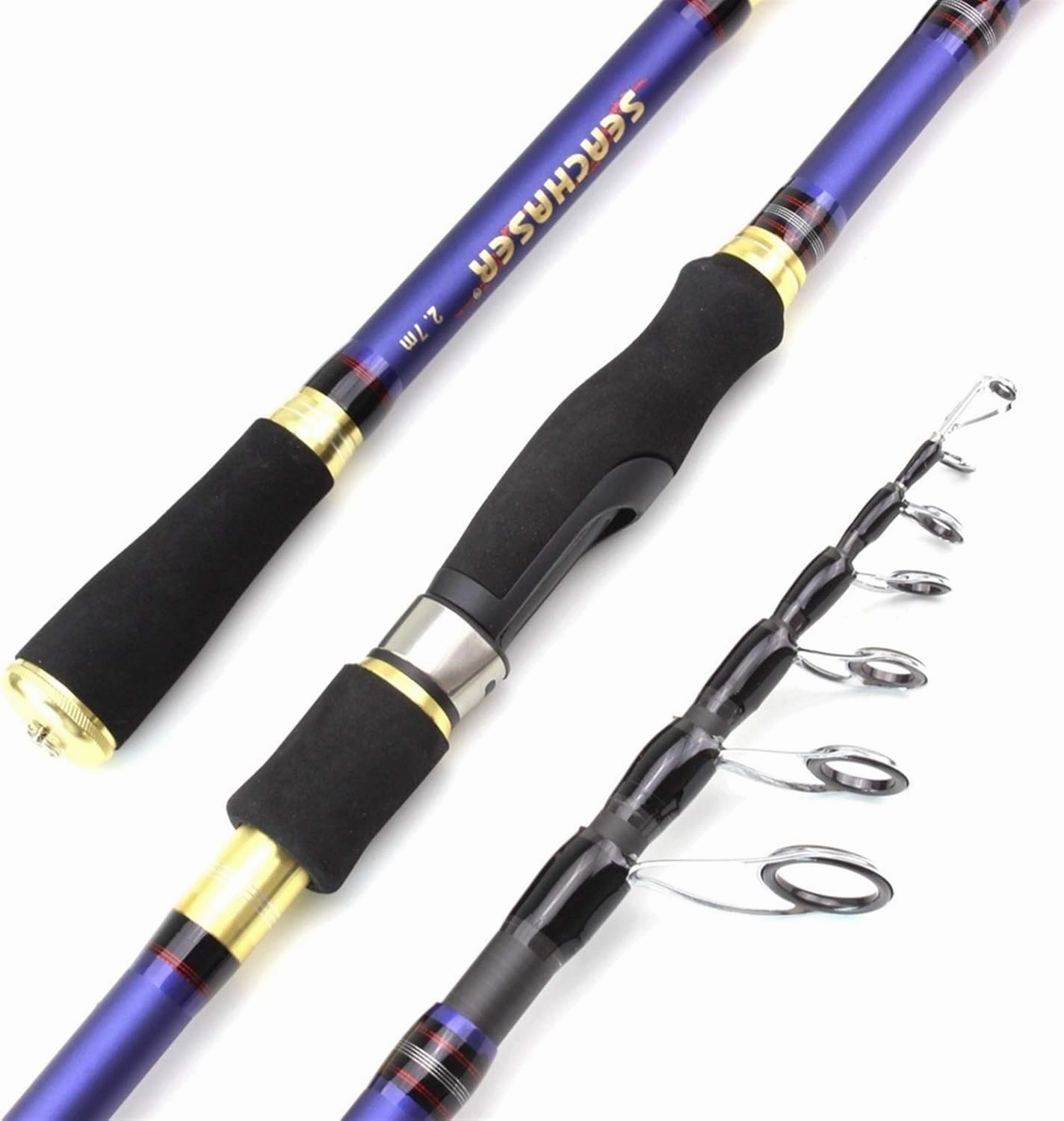 ZYHYD High Carbon 1.8m 2.1m 2.4m 2.7m Rotating Casting Fishing Rod Telescopic Trout Travel Rod Bait Weight 7-28g ZYHYD (Color : Casting Rod, Length : 2.1 m)